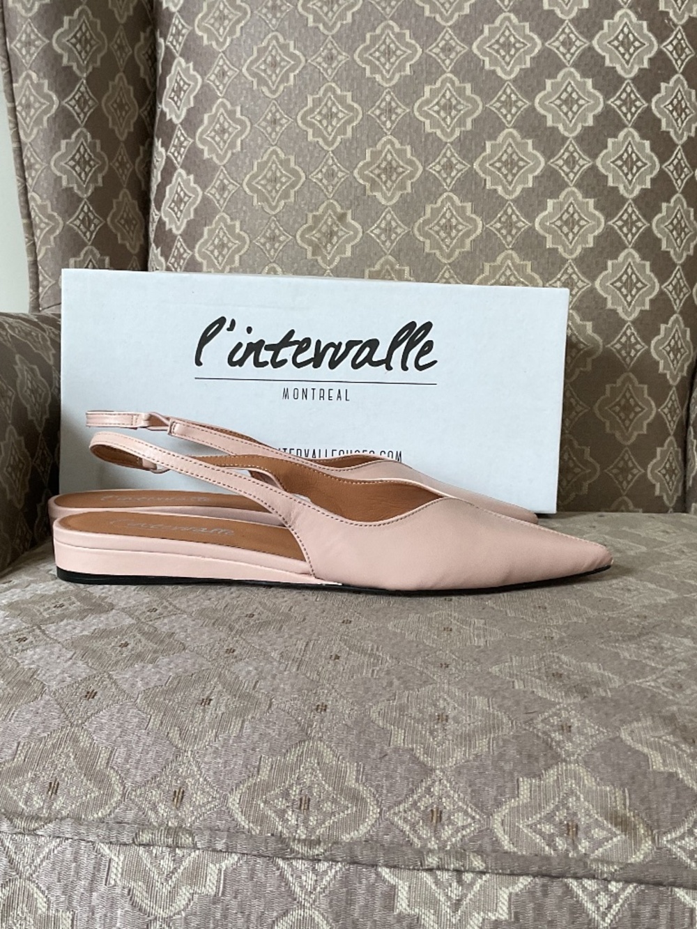 L'Intervalle Jubilant Nude Leather Sling-Back Flats - Picture 3 of 9